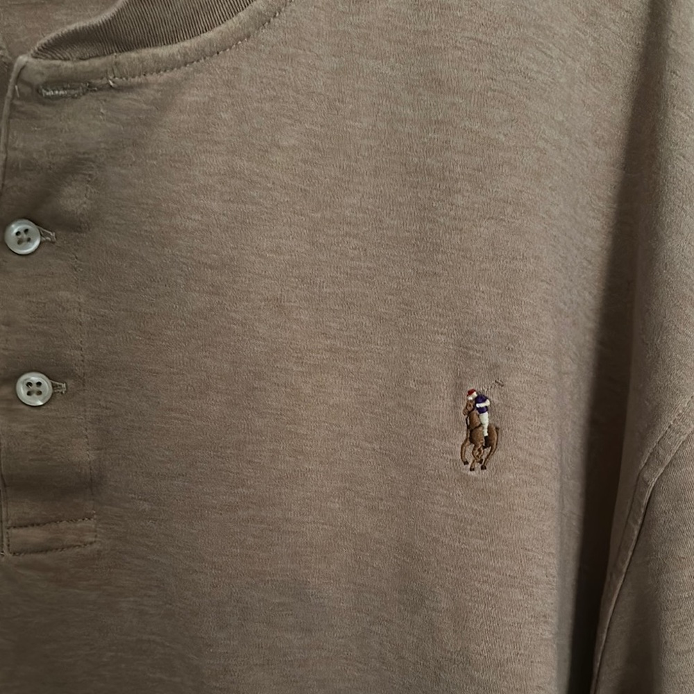 Polo by Ralph Lauren men’s big & tall Brown Long Sleeve Tee - Picture 2 of 5